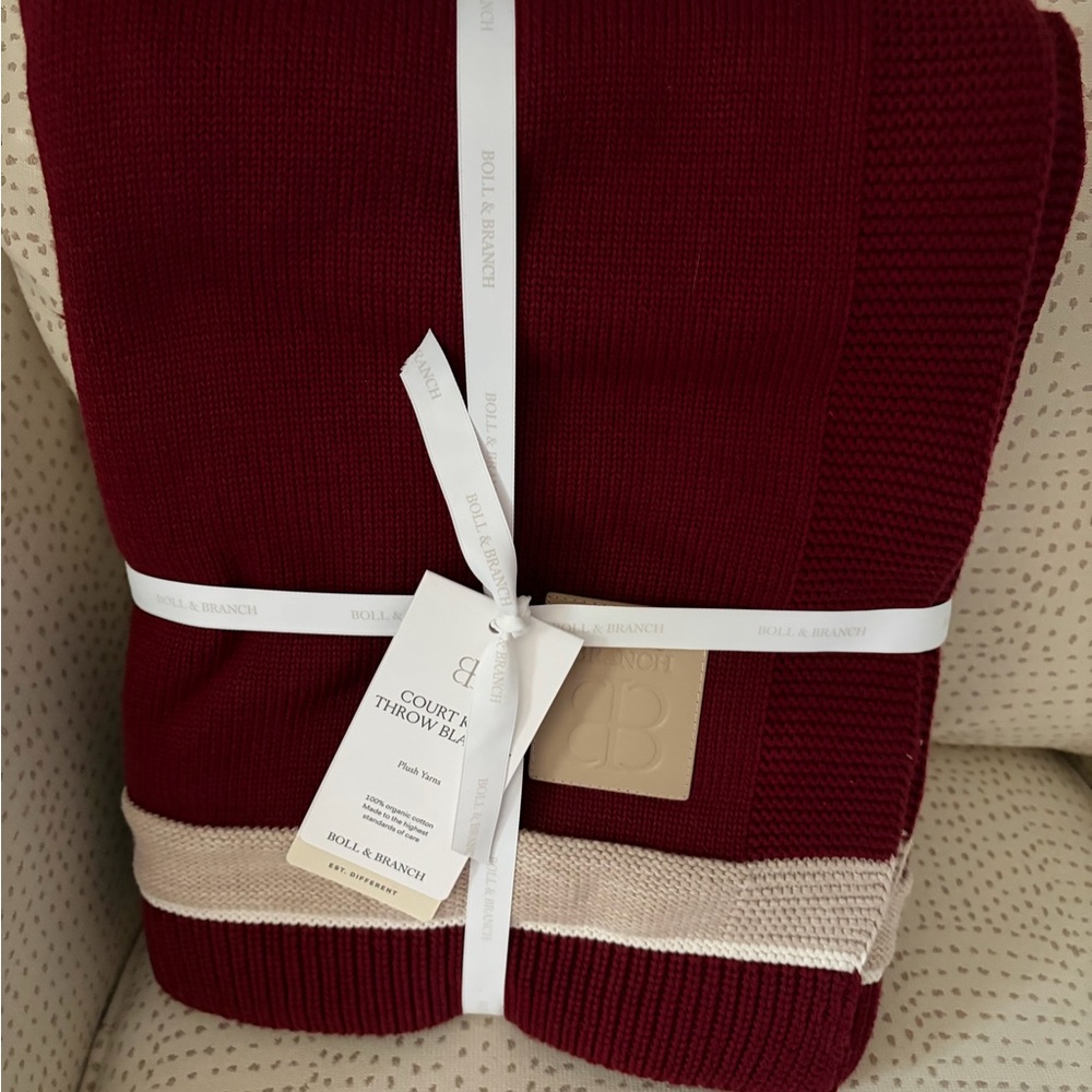 NWT Boll & Branch Court Knit throw in color holly! - Picture 2 of 9